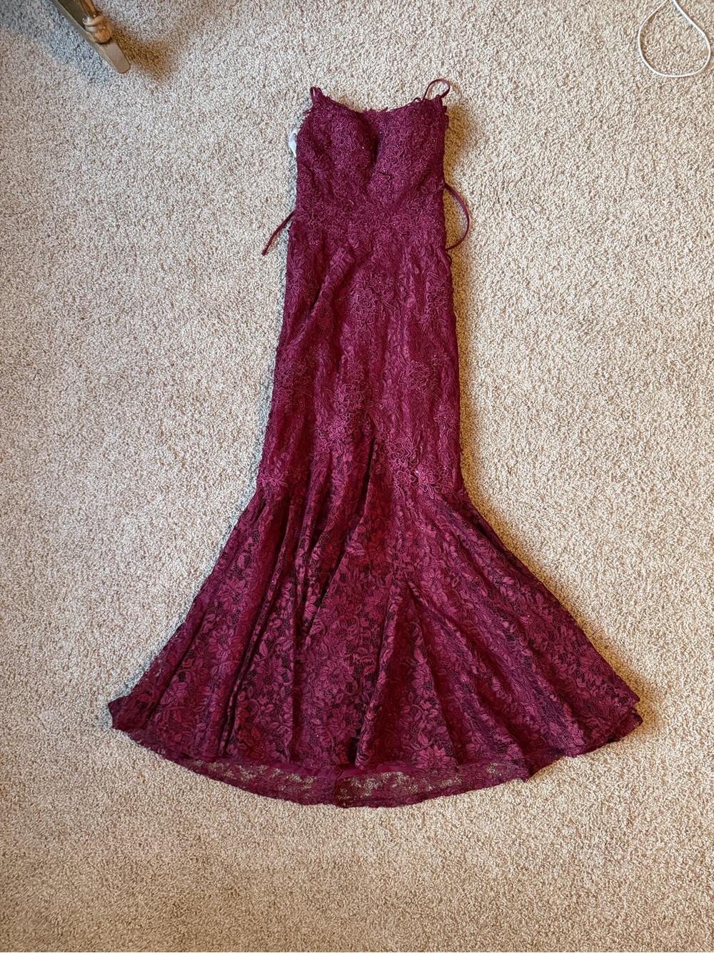 Elegant Custom Burgundy Lace Evening Gown